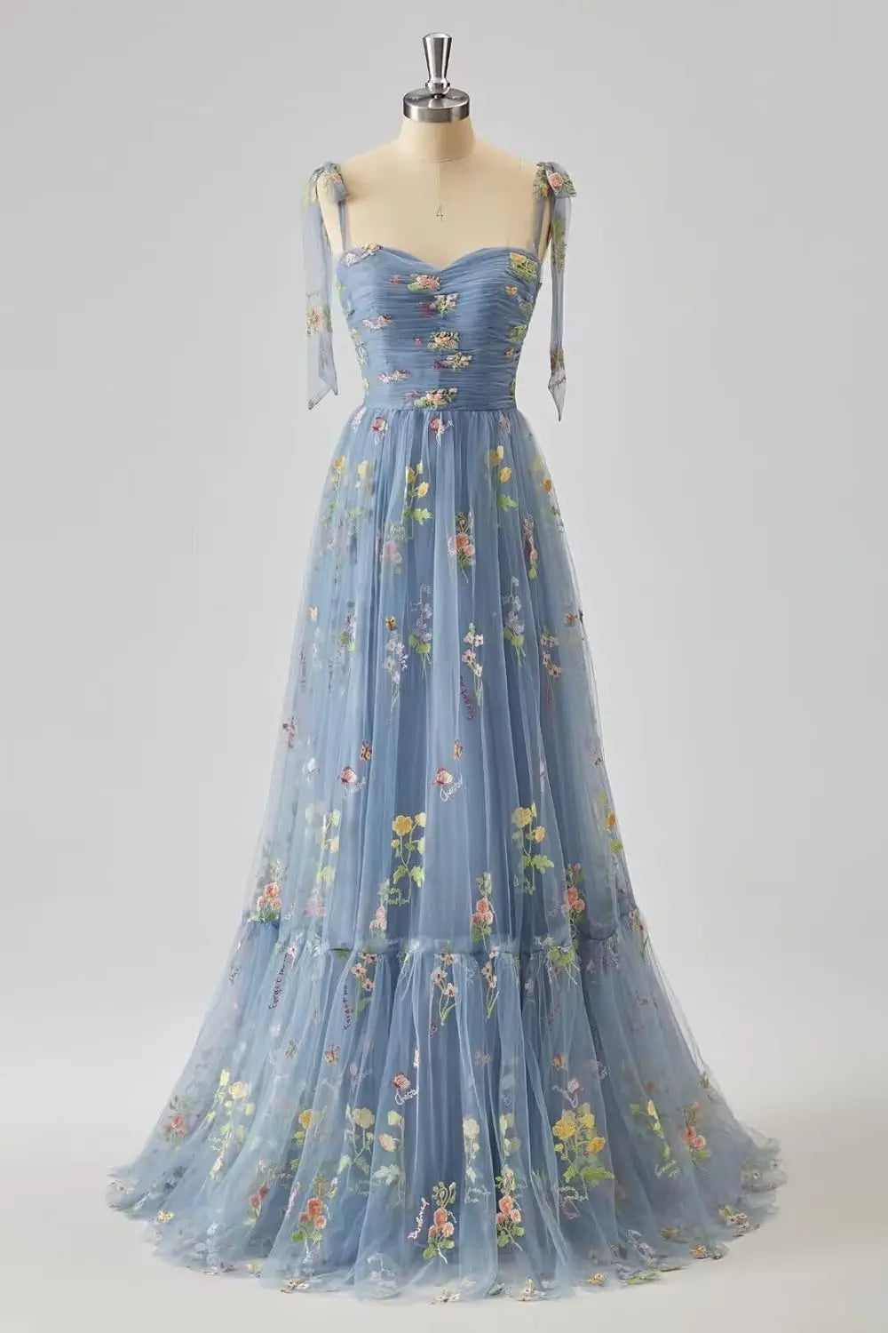 Tulle Prom Dresses for Women Flower Embroidery A-Line Formal Evening Party Gowns Formal Dress Women Elegant Evening Dress