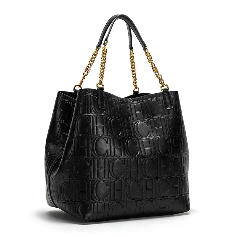 CH High Quality Solid Color Simple Style Women's Large Capacity Handbag Suitable Daily Commuting Fashionable Versatile