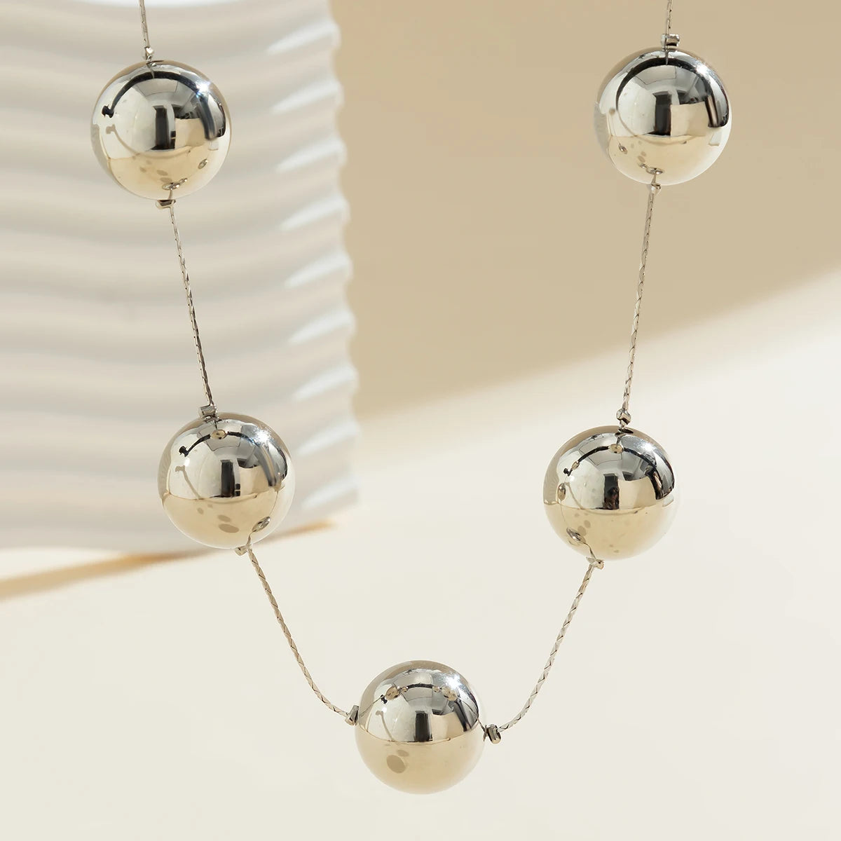 Salircon Punk Simple Metal Big Ball Bead Chain Clavicle Necklace Gothic Aesthetics Fine Snake Chain Choker Women's Trend Jewelry