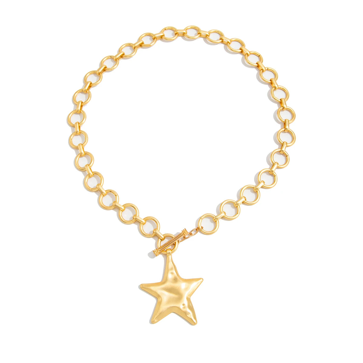 Ingemark Hip-Hop Punk Star Metal Pendant Chokers Necklace Women Trendy Simple OT Buckle Thick Neck Chain 2025 New Jewelry Gift
