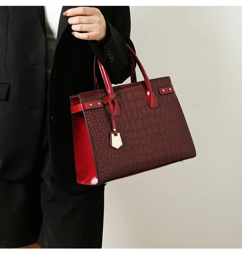 Retro Ladies Three-piece Set Mother-daughter Crossbody Bag Crocodile Pattern Texture Single-shoulder Hand-held Diagonal Bag