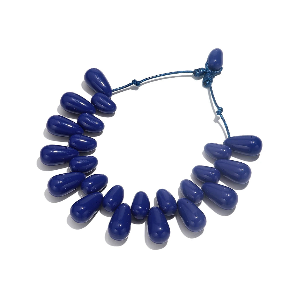 Handmade Colorful Resin Waterdrop Beaded Choker Necklaces for Women Exaggerated Acrylic Geometric Pendant Neck Boho Jewelry Gift
