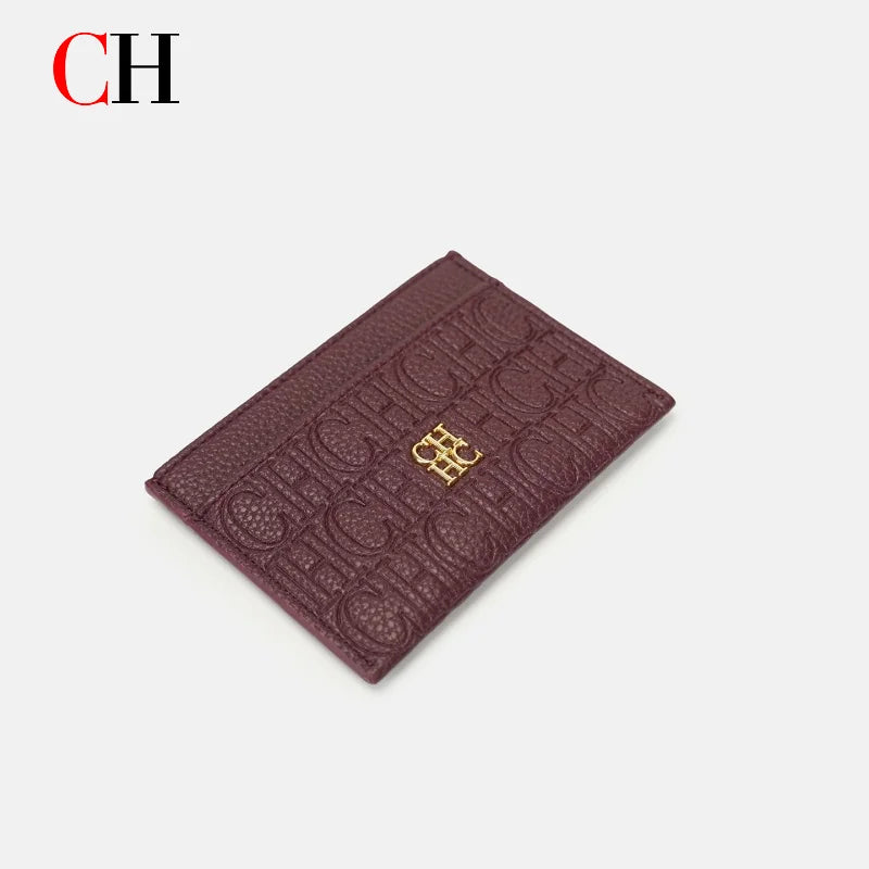 New Fashion CH Embossed Card Holder Slim Minimalist Credit Card Wallet for Women & Men Portable ID Card Case with Multiple Slots