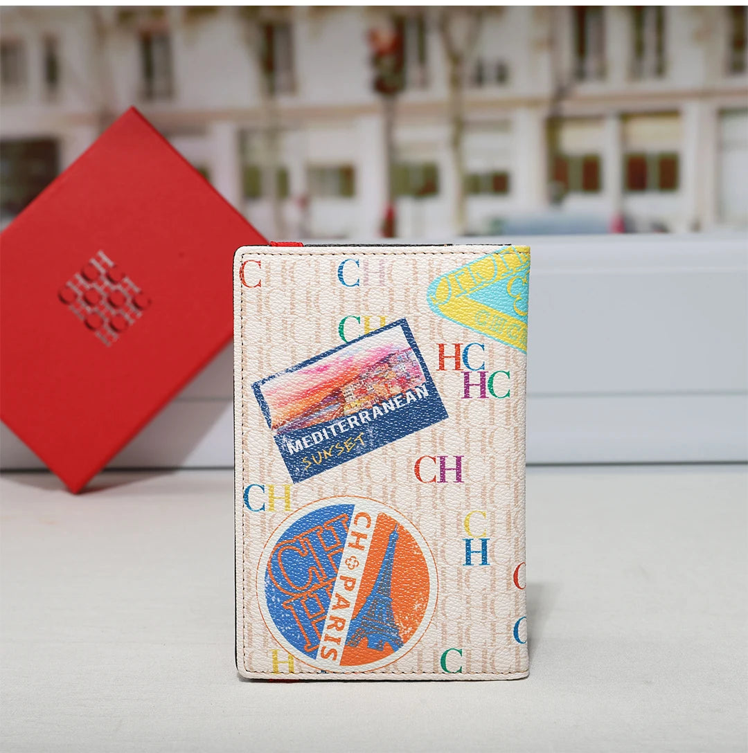 CH Passport Holder Stylish Patterned Design Passport Cover Multi Function Card Pocket Travel Document Organizer Travel Essential