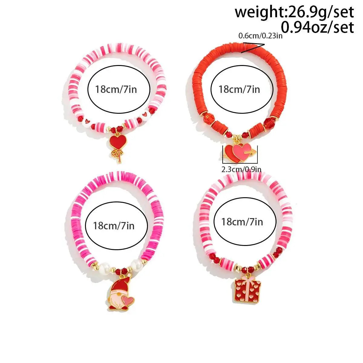 Salircon 4Pcs/Set Bohemia Soft Ceramic Acrylic CCB Beaded Chain Pink Crystal Heart Pendant for Women Christmas Jewelry 2026 New