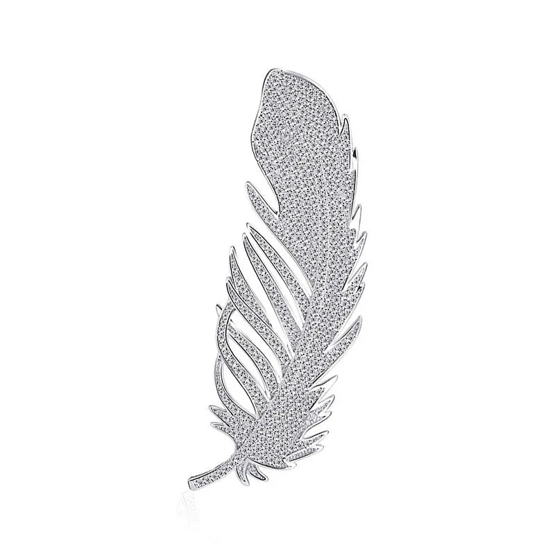 SKEDS Luxury Feather Crystal Brooches For Women Fashion Rhinestone Banquet Party Jewelry Accessories Vintage Badges Brooch Pin