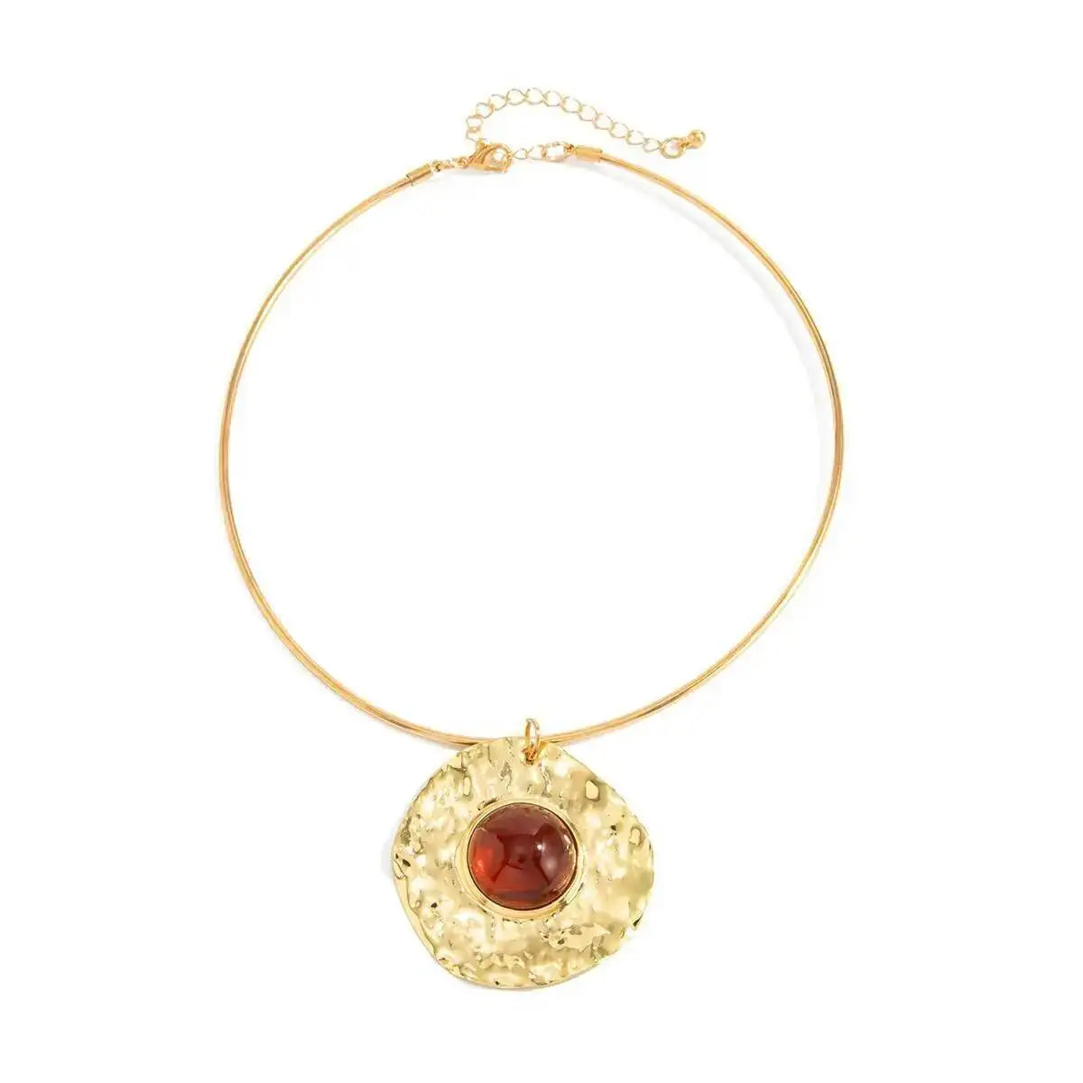 KunJoe Elegant Circle Torques Choker Necklace for Women Vintage Resin Round Pendant Necklace 2026 Fashion Jewelry on the Neck