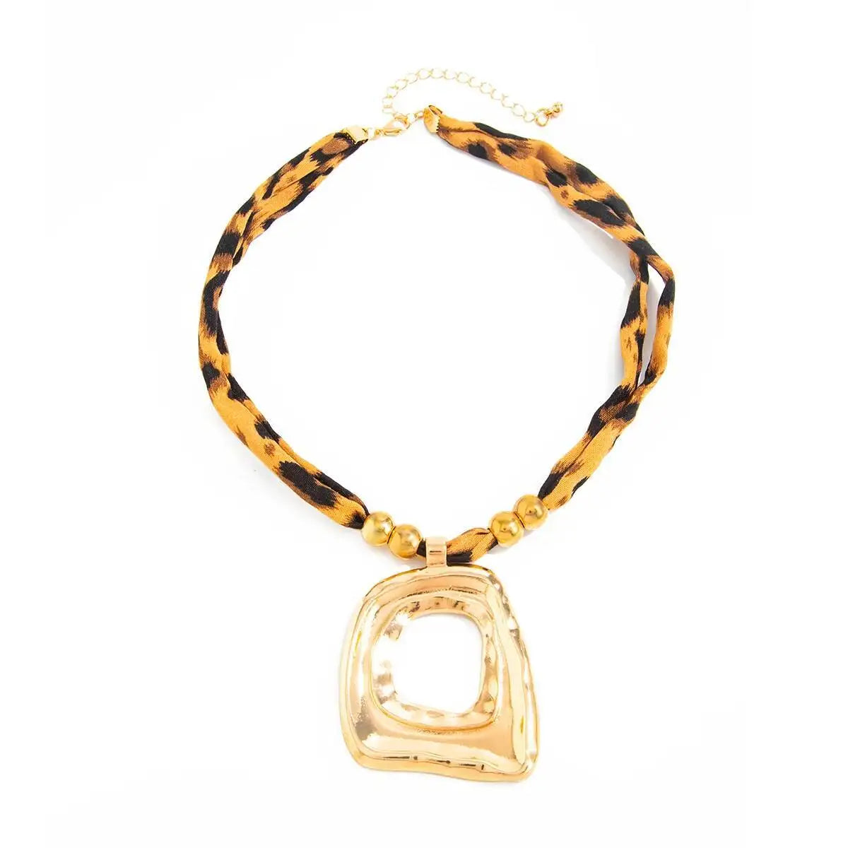 Salircon 5Styles Punk Gold Color Metal Geometry Large Hollow Square Pendant Necklace Boho Leopard Rope OT Chain Necklace Jewelry