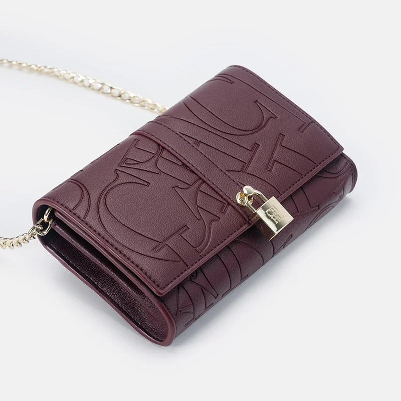 CH Chain Bag PU Material Solid Color Big Letter Print High Quality Lock Design Women's 2025 Designer New Shoulder Bag