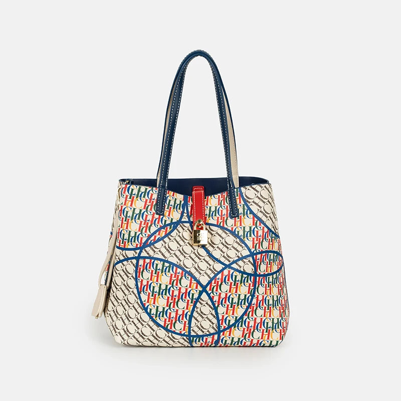 CH Tote Bag for Women Luxury Handbag New Colorful Letter Print Large Capacity Shoulder Bag Casual Shopper Bag with Lock