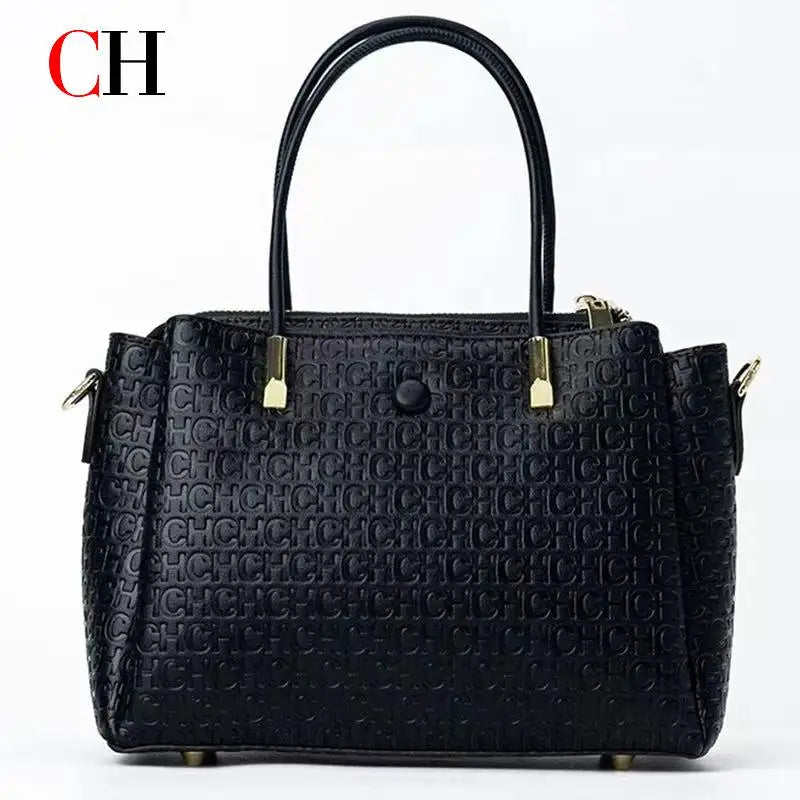 High Quality Metal Connection Brand Monogram Print Vintage Fashion Women's Tote Bag Large Capacity Commuter Versatile Tote Bag