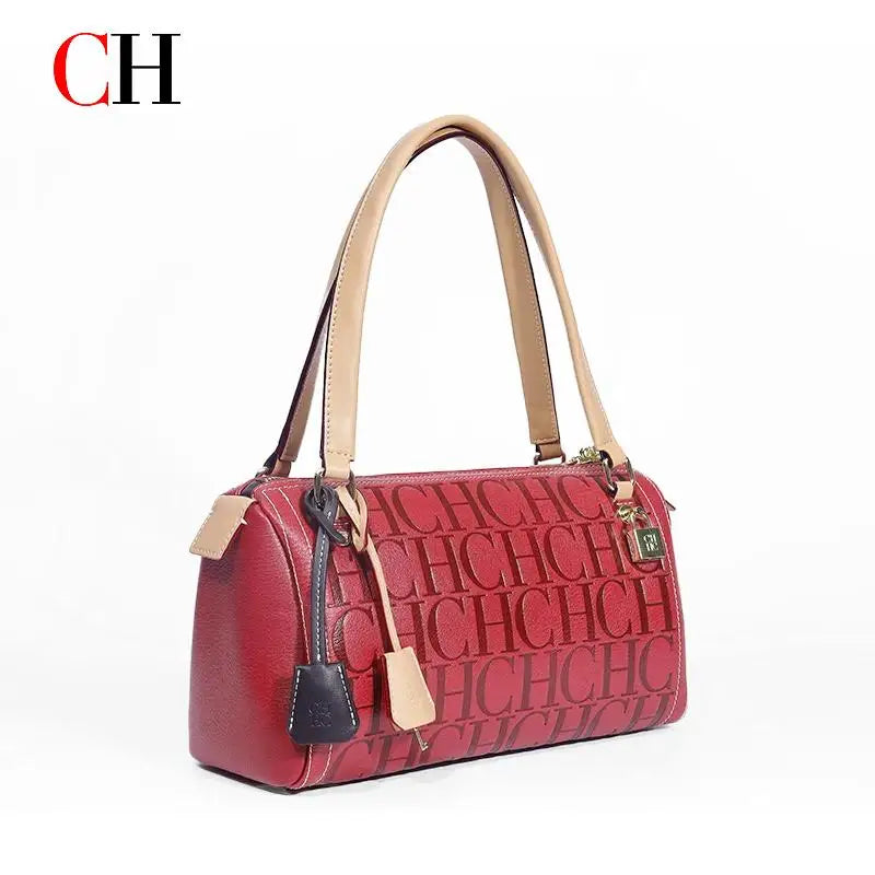 CH Fashion Classic Women's Boston Bag Autumn Winter New Collection 2026 Letter Design Shoulder Bag Texture Handbag