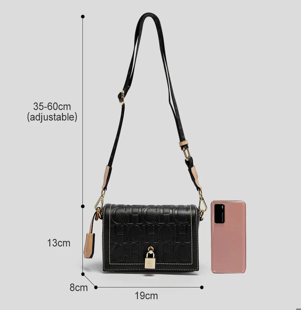 Fashion Design Model Metal Accessories Buckle Women's Shoulder Bag Luxury Brand 2025 New Fashion Solid Colour Printed Head Bag
