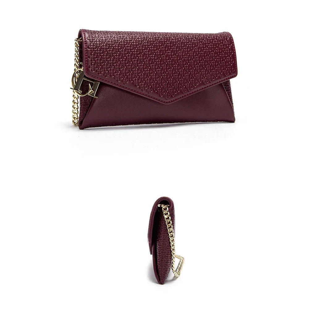 CH Women's Crossbody Bag Stylish Textured Leather Clutch Gold Chain Logo Detail Evening Party Purse Must Have Hot Sale