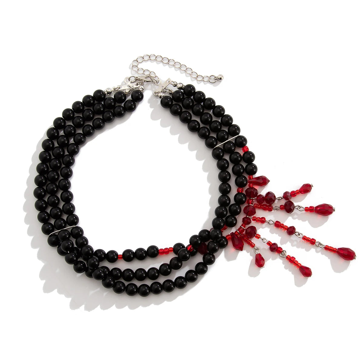 Salircon Dripping Blood Imitation Pearls Men Necklace Halloween Choker Gothic Style Pearls Creative Tassel Choker Necklace