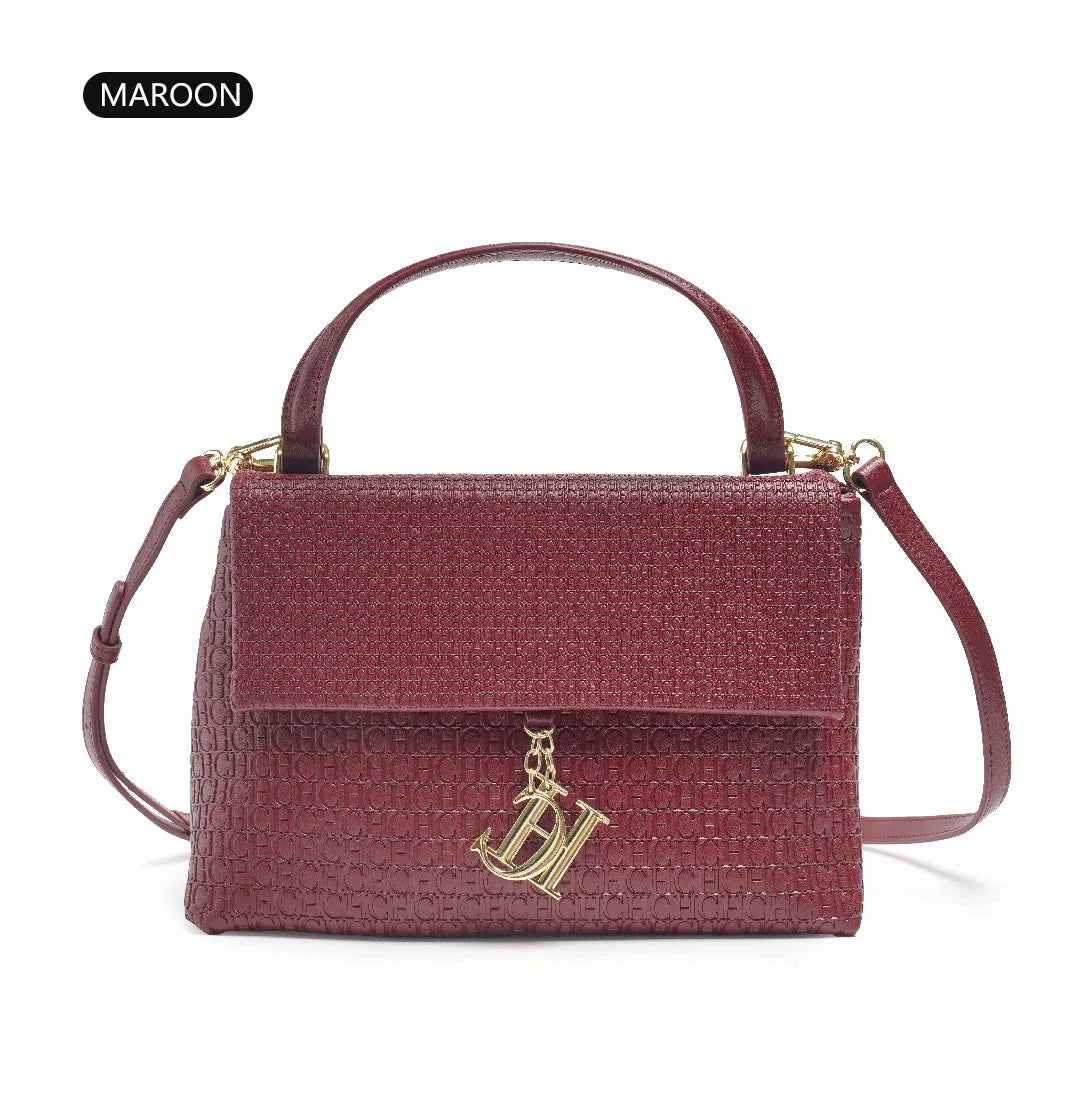 CH Lightweight PU+TPU Handbag 28x12x9cm, 5 Color Zipper Compartment Purse, Compact Tote Bag for Phone & Wallet