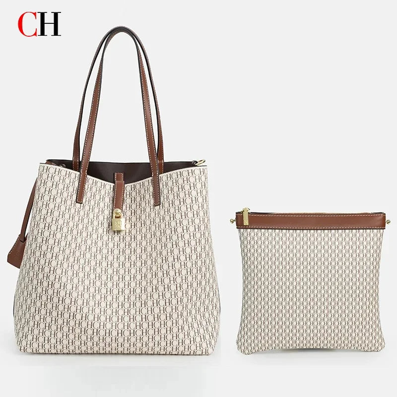 CHCH Women's Tote Bag Summer New Large Leisure Personalized Bag Retro Capacity Mother and Child Wallet