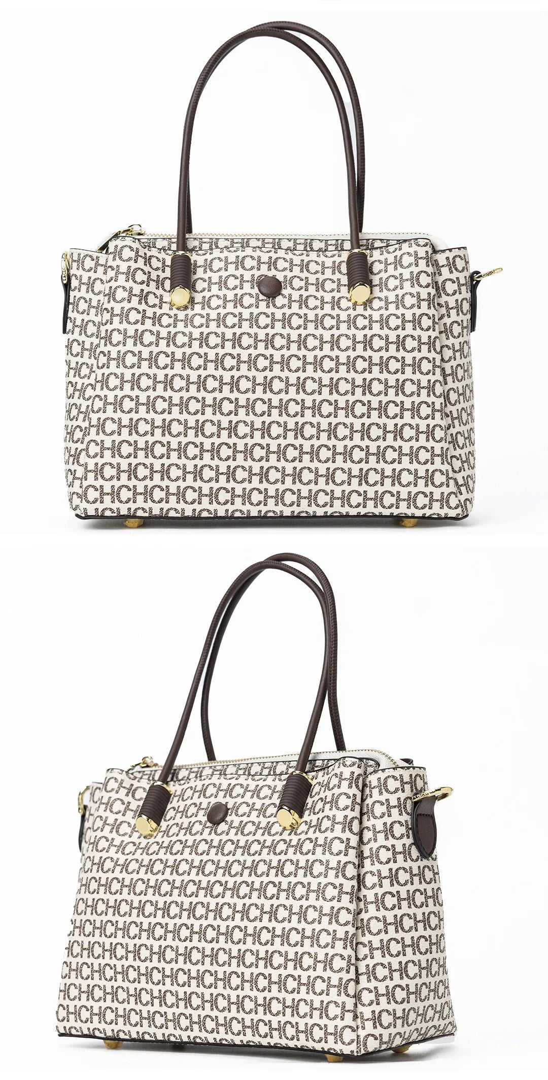 High Quality Metal Connection Brand Monogram Print Vintage Fashion Women's Tote Bag Large Capacity Commuter Versatile Tote Bag