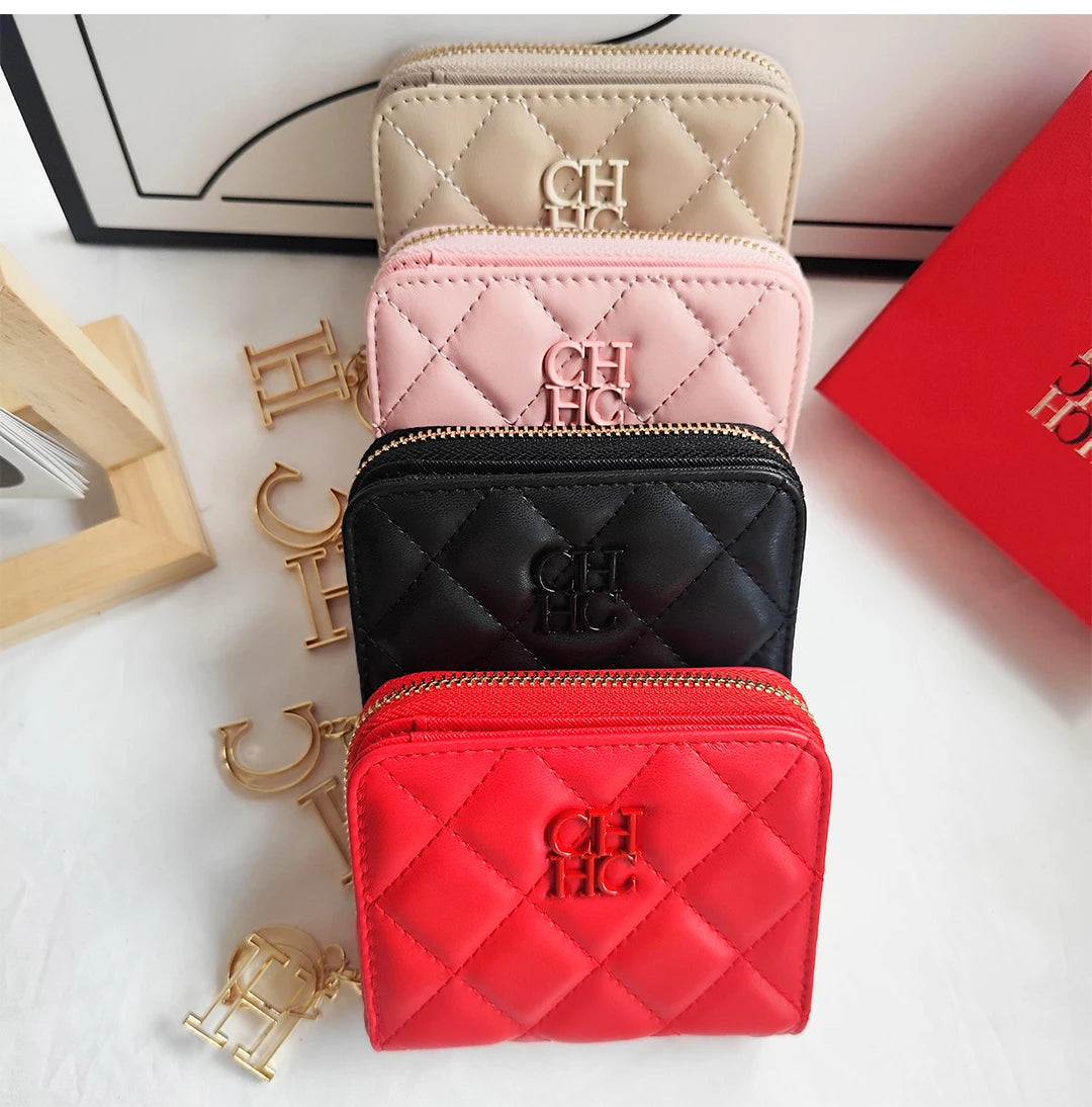 CH New Women's Wallet Exquisite Luxury Brand Short Solid Color Coin Women's Wallet High-quality PU Material Exquisite Brand Logo