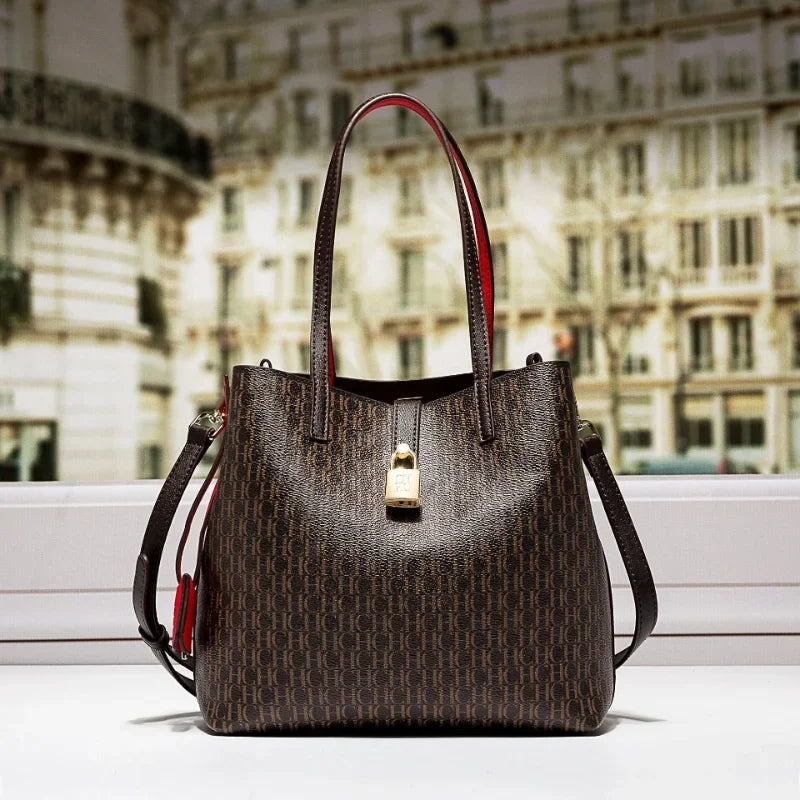 Premium Versatile PU Leather Crossbody Bag Ladies Large Capacity Daily Commuter Tote Bag Letter Print Design Ladies Fashion