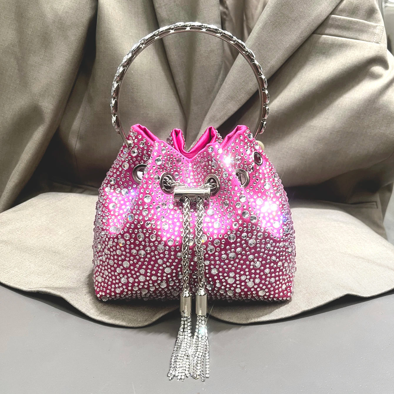 Handle Rhinestones Evening clutch Bag Purses and handbag luxury Designer shoulder bag Shiny Crystal Clutch purse bucket bag