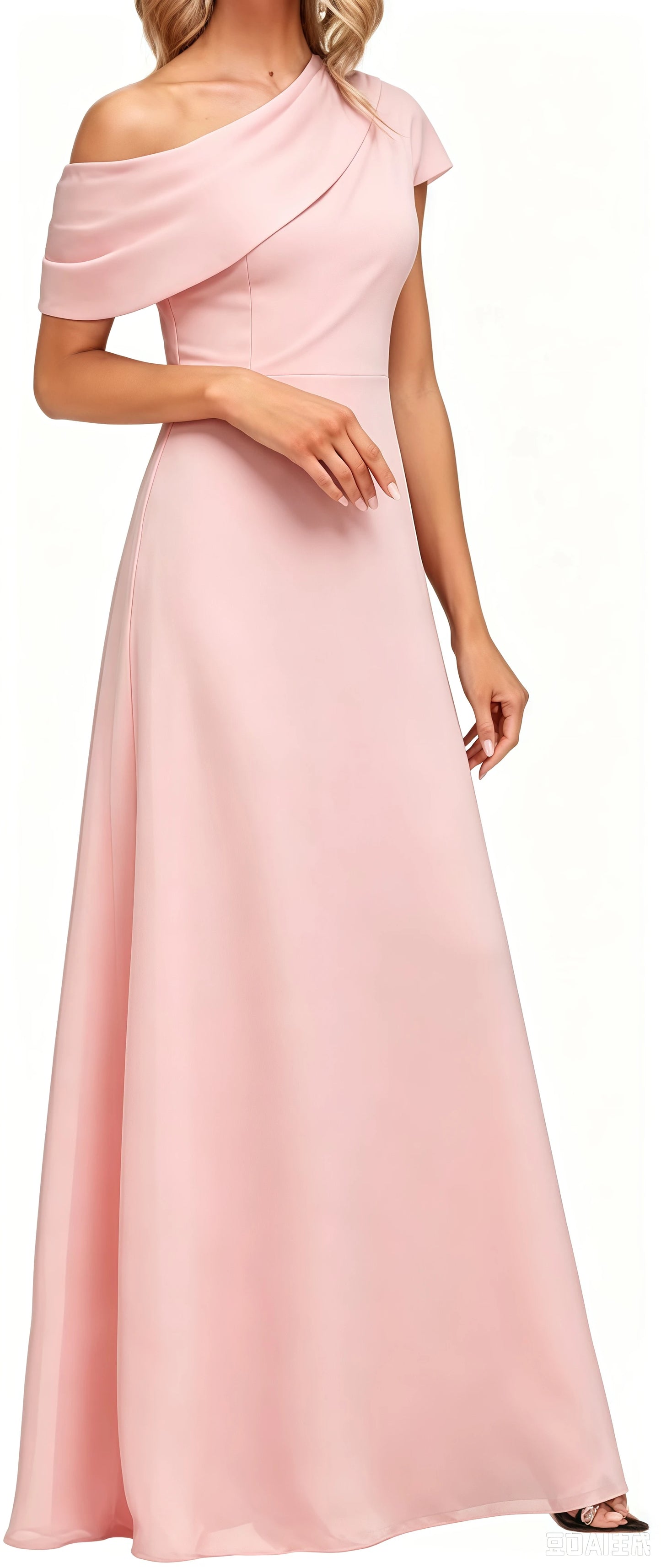 Women's Formal Mother of The Bride Dress Long Floor Length One Shoulder Evening Gown for Wedding Party Cocktail Garden Prom Ball