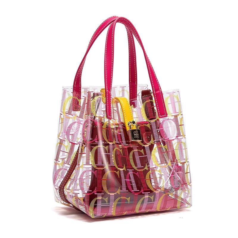 CHCH Women's Tote Bag New PVC Transparent Bag Leisure Beach Bag Waterproof