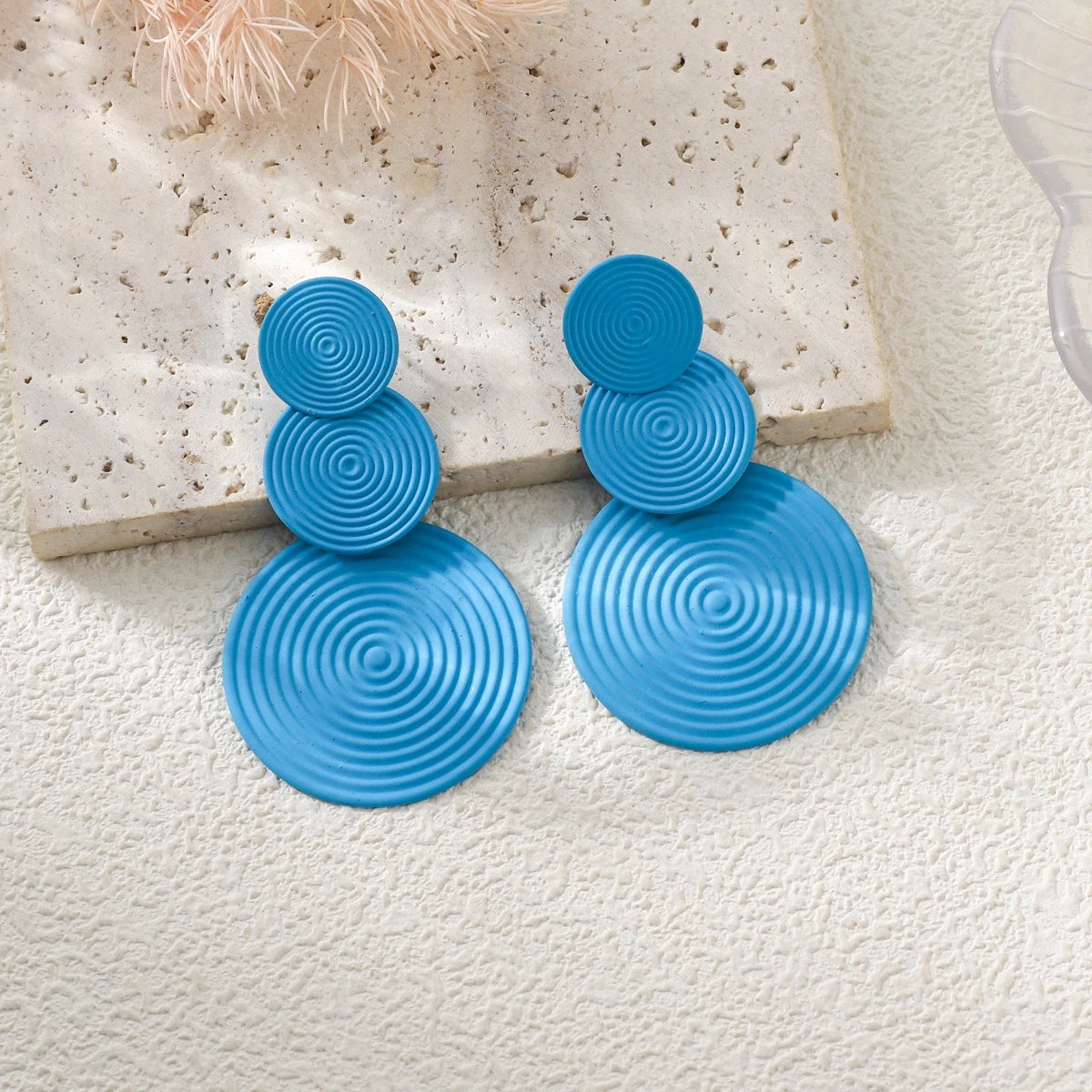Trendy Stylish Dangle Earrings Trio Circle Design Daily Outfits Party Accessories Fashionable Stuff RED Orange Big Earrings