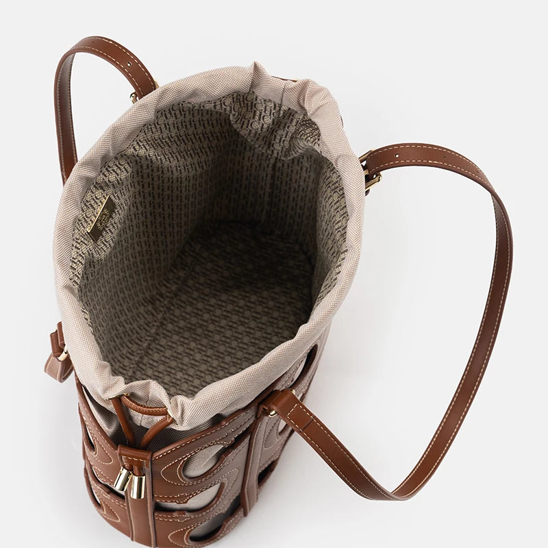 CH Women's Shoulder Bag High-end Brand Fashionable Hollow Design Women's Handbag Large Capacity Simple Solid Color