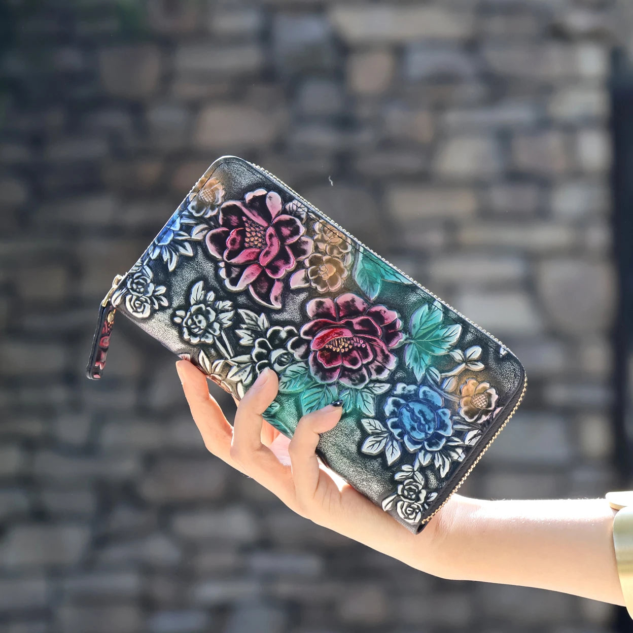 Wallet Women Large Capacity Card Holder Purse Floral Womens Leather Wallets Long Female Coin Purse Evening Clutch Bag