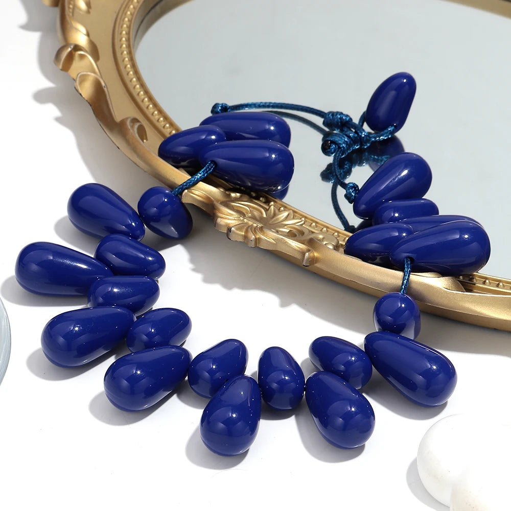 Handmade Colorful Resin Waterdrop Beaded Choker Necklaces for Women Exaggerated Acrylic Geometric Pendant Neck Boho Jewelry Gift
