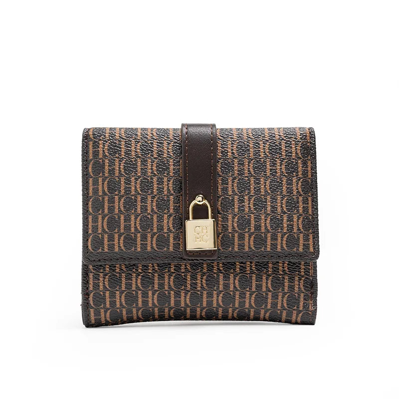 CH Fashion Versatile Letter Print Design Wallet Premium Feeling Wallet High Quality Standard Wallet Ladies Temperament Style Car