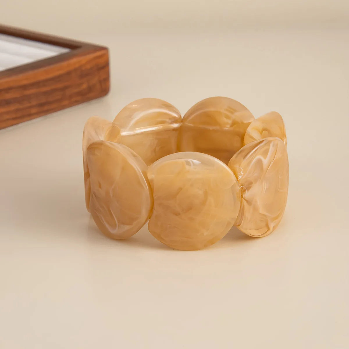 Salircon 6 Style Boho Punk Geometric Acrylic Resin Elasticity Bangles for Women Vintage CCB Beads Bangle Bracelets Charm Jewelry