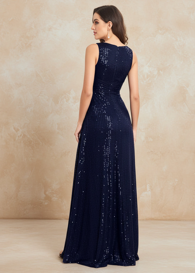 Luxury Floor Length V-Neck Evening Dress Elegant Slit Party Women 2025 Wedding Sequins For Formal Prom Cocktail Dress