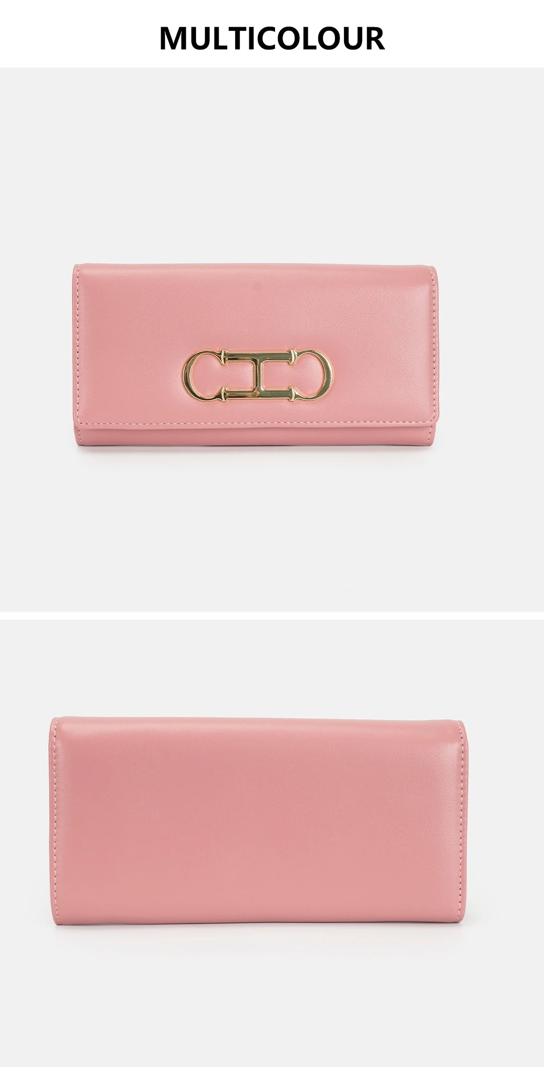 CH Womens Long Wallet Clutch Purse with Gold Metal Logo Large Capacity Card Holder Coin Purse for Ladies