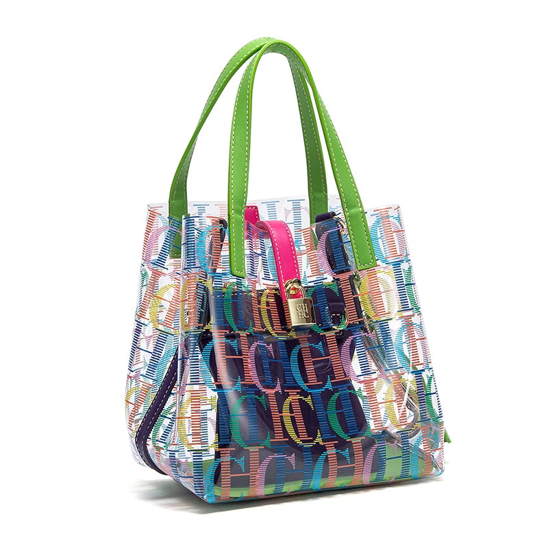 CHCH Women's Tote Bag New PVC Transparent Bag Leisure Beach Bag Waterproof