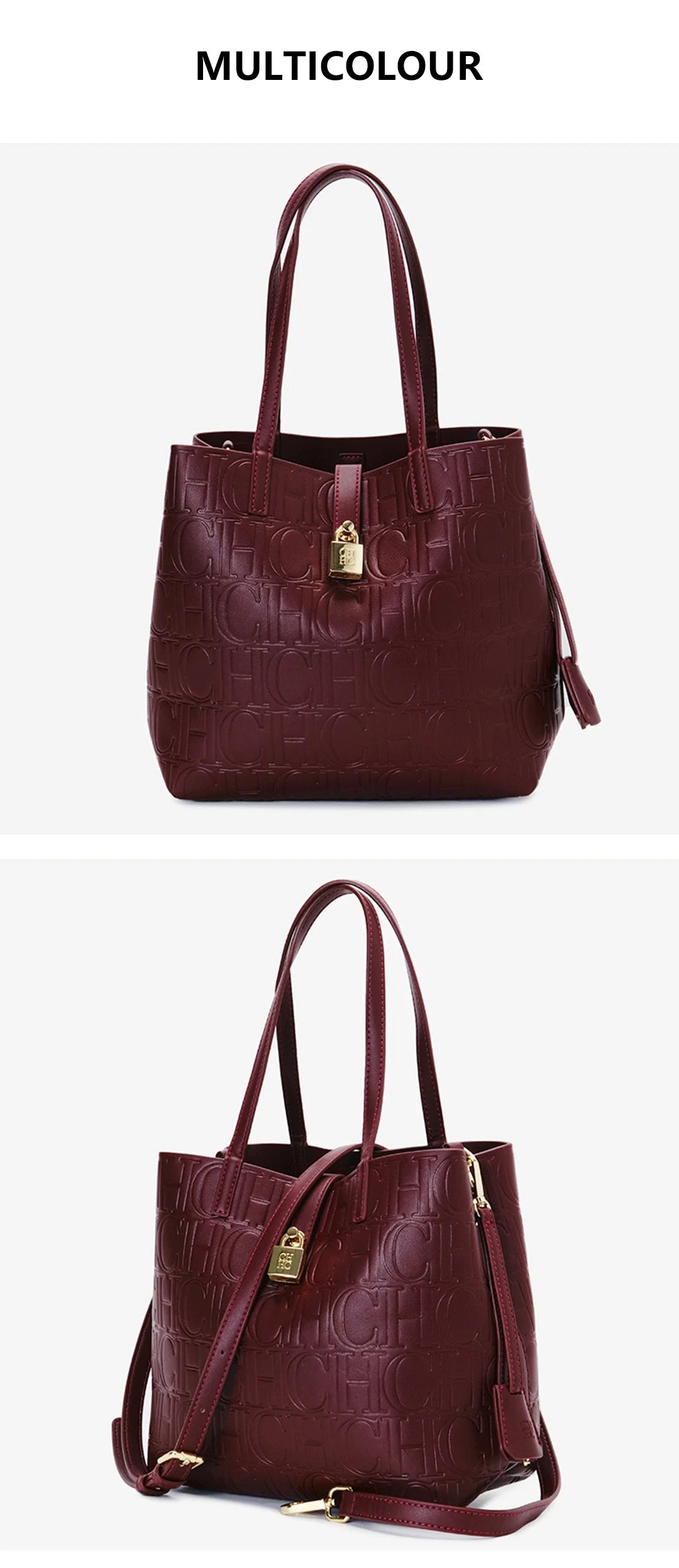CH High Quality Fashion Ladies Shoulder Bag Senior Sense Pure Colour Letter Print Design Temperament Tote Bag Large Capacity