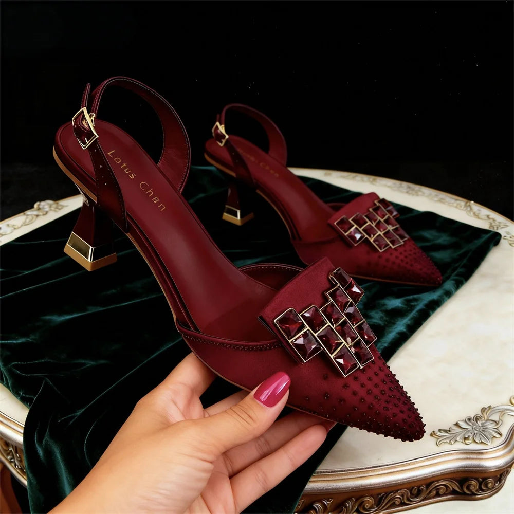 Venus Chan 2026 Chic Orange Rhinestone Pointed Toe High Heels - Elegant Italian-Inspired Women's Footwear for Parties and Specia