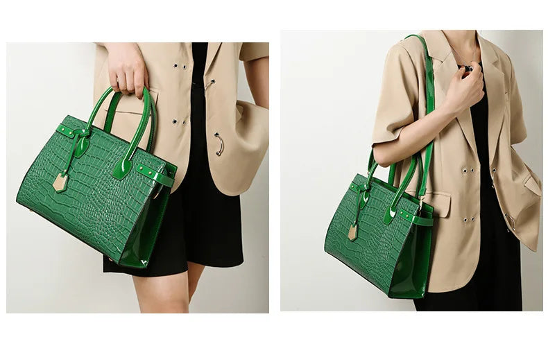 Retro Ladies Three-piece Set Mother-daughter Crossbody Bag Crocodile Pattern Texture Single-shoulder Hand-held Diagonal Bag