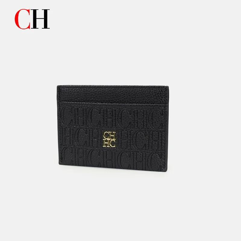 New Fashion CH Embossed Card Holder Slim Minimalist Credit Card Wallet for Women & Men Portable ID Card Case with Multiple Slots