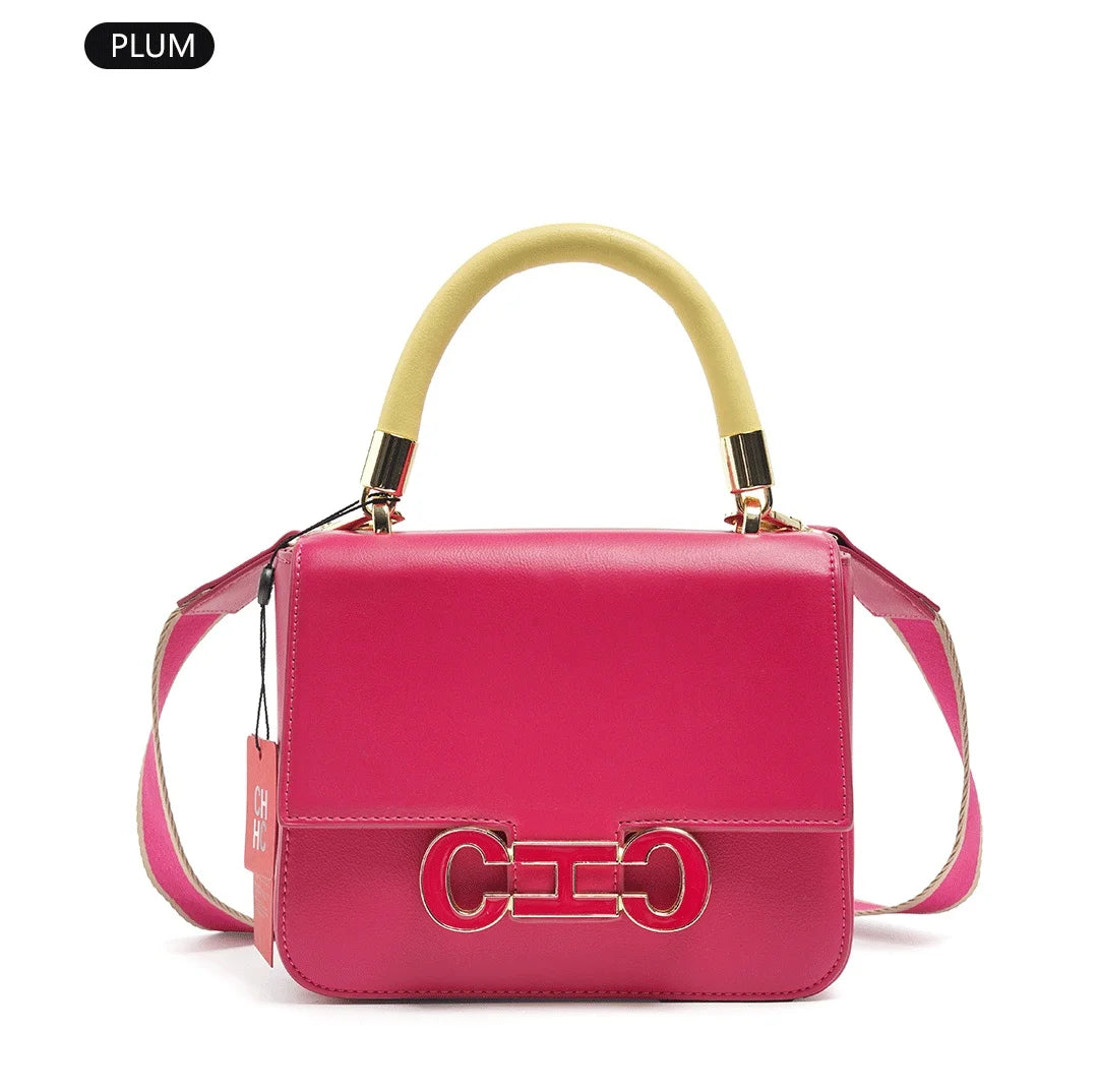 CH New PU+TPU Hand Bag 20x16x7cm Multi-Compartment Purse, 6 Colors Black Camel Cream Green Maroon Plum, Lightweight Tote