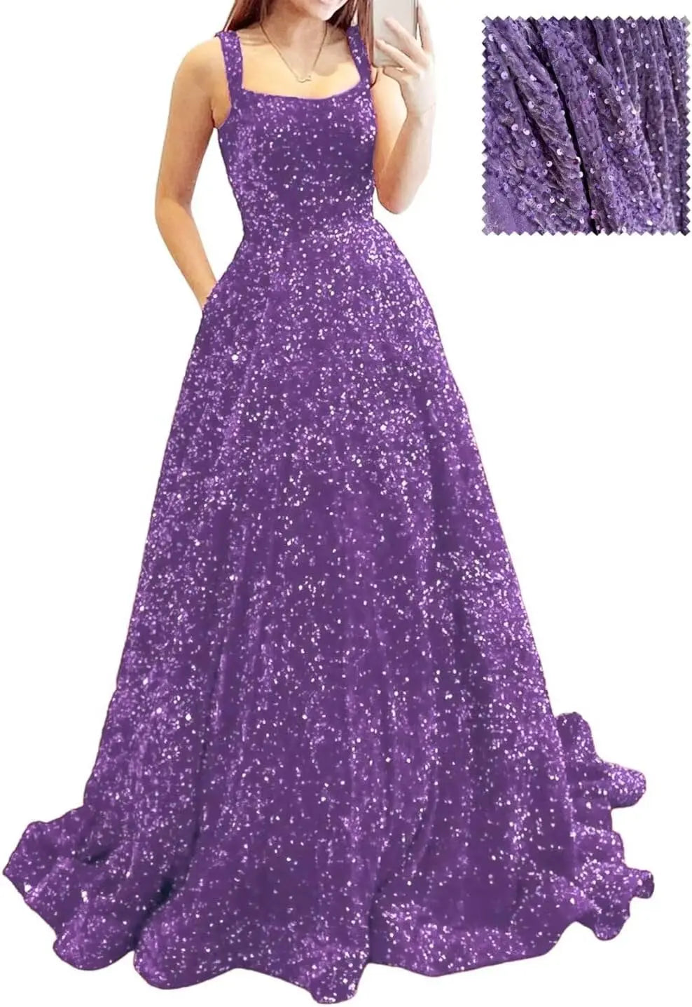 Prom Dresses Long A Line with Pockets Formal Evening Ball Gowns Velvet Velvet Sequins Black Tie Wedding Party Dress