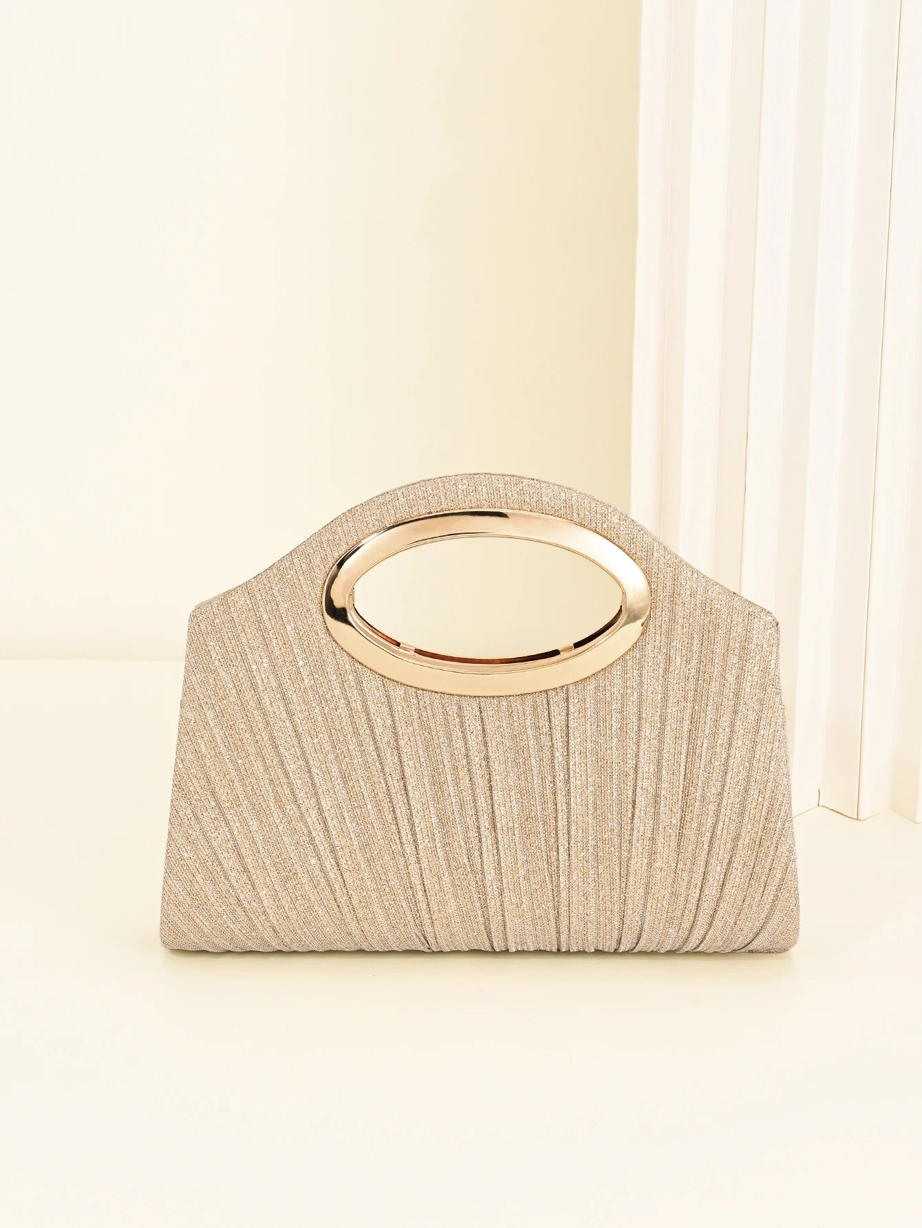 Glittered Evening Bag with Pleats, Women's Single Shoulder Crossbody Chain Bag, Fashionable and Versatile