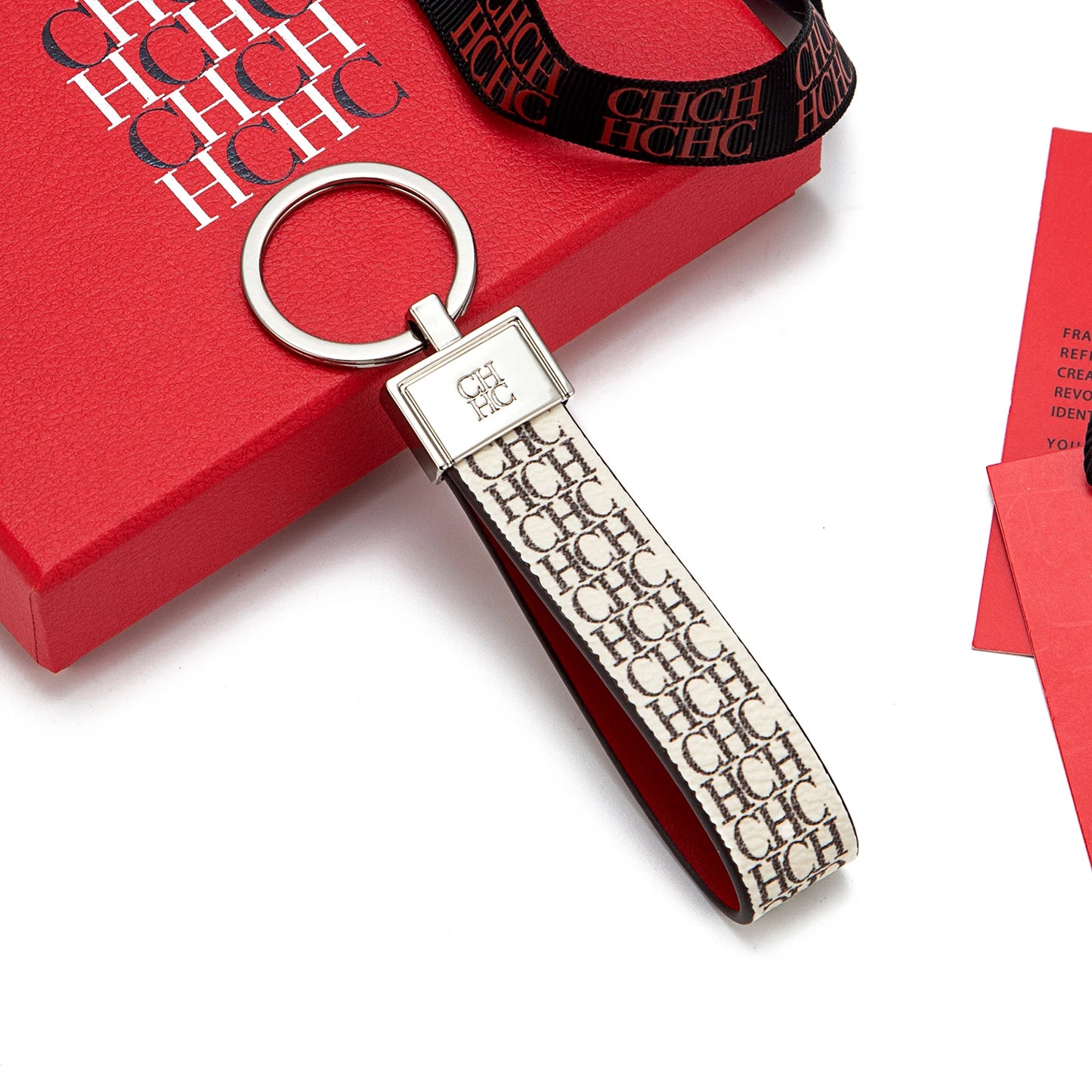 CH Niche High-end Keychain Leather Keychain Unique Printing Design Fashion Keychain Simple and Exquisite Style Gifts