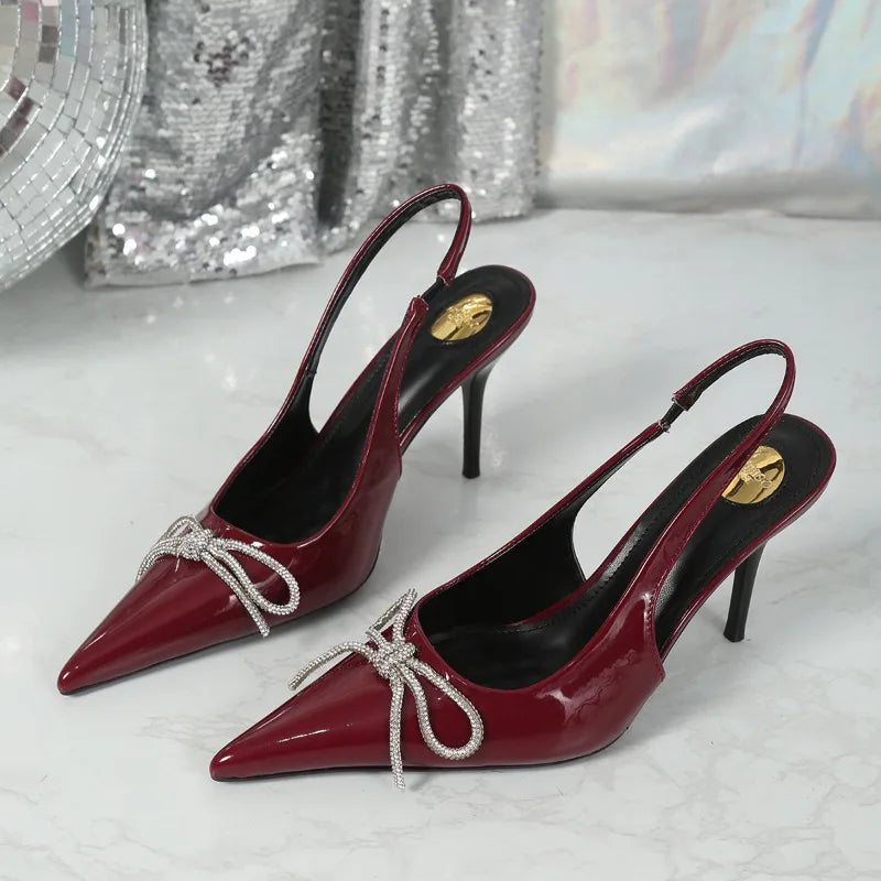 2026 Summer New Women's PU Classic Solid Color Sexy Pointed Toe Sandals Outdoor Casual Comfortable Office Women's High Heels