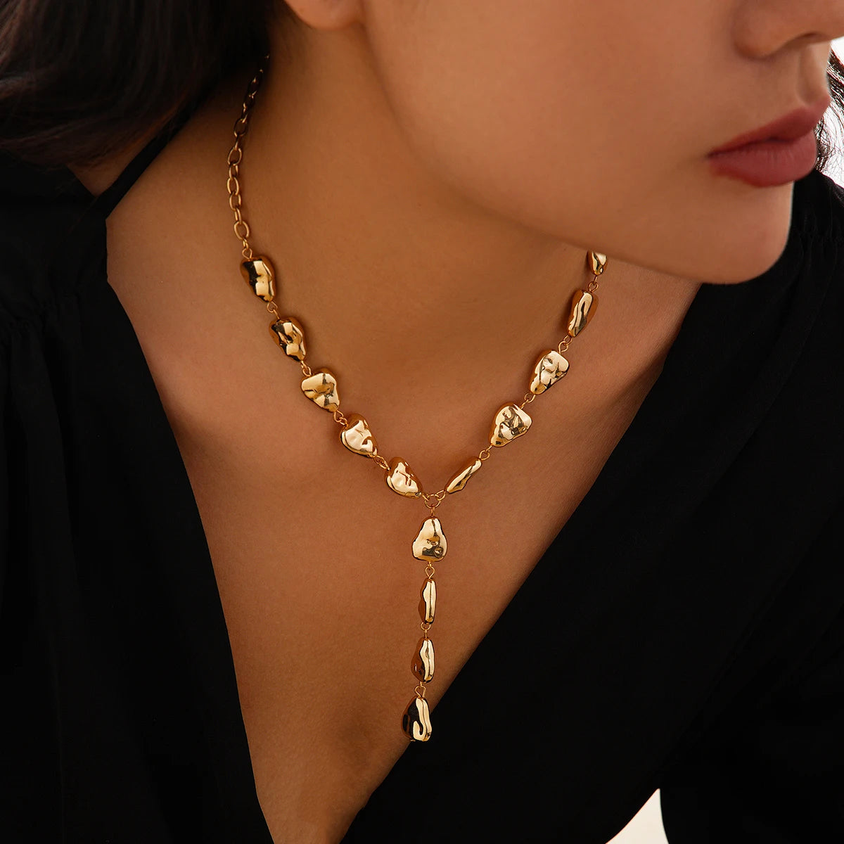 KunJoe Sexy Y-Shaped Long Tassels Necklace for Women Punk Plastics Water Drop Pendent Necklace Lady Neck Jewelry Party Ornament