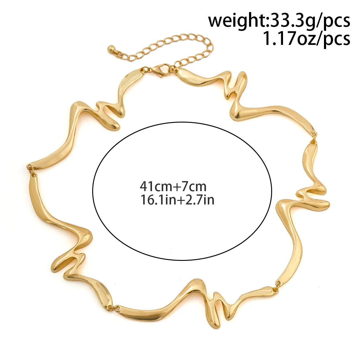 KunJoe Elegant Irregular Wave Torques Necklaces for Women Trendy Punk Gold Color Chokers Clavicle Chain Wedding Party Jewelry