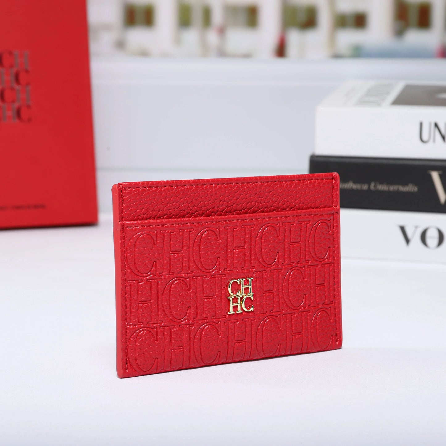 New Fashion CH Embossed Card Holder Slim Minimalist Credit Card Wallet for Women & Men Portable ID Card Case with Multiple Slots