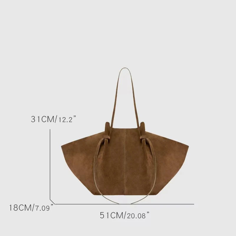 Light Luxury Brand Designer Wing Bag Frosted Suede Tote Bag Solid Color Versatile Large Capacity Women Storage Underarm Bags