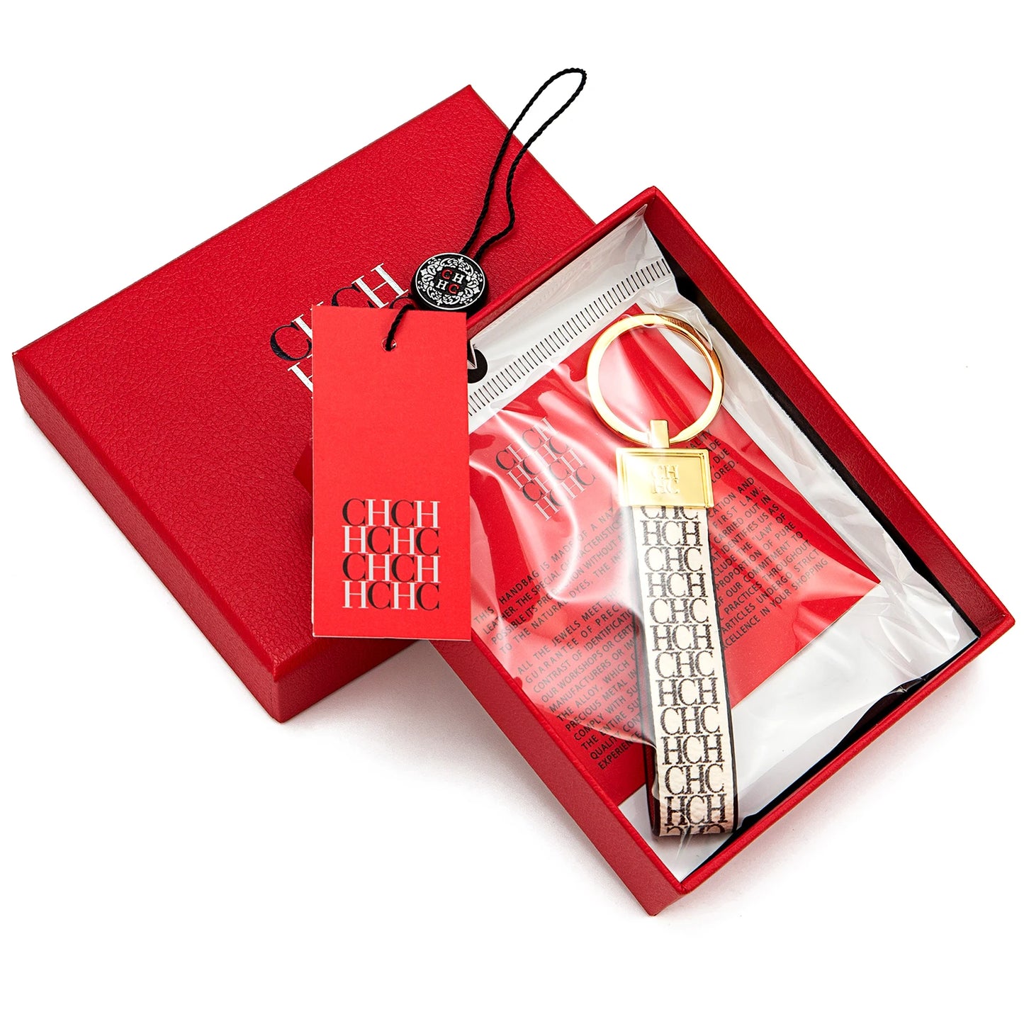 CH Niche High-end Keychain Leather Keychain Unique Printing Design Fashion Keychain Simple and Exquisite Style Gifts
